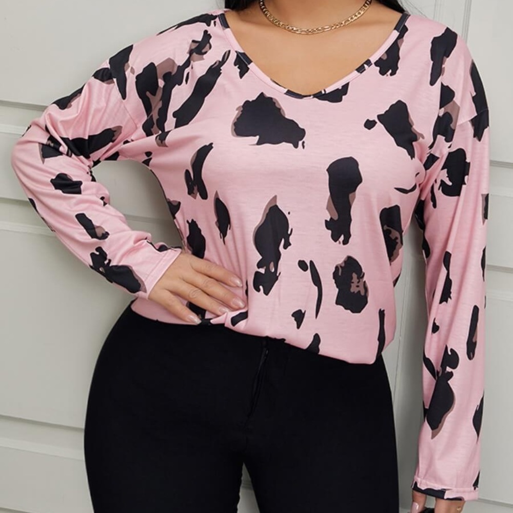 Soft V-Neck Animal Print Top - Sizes S,L